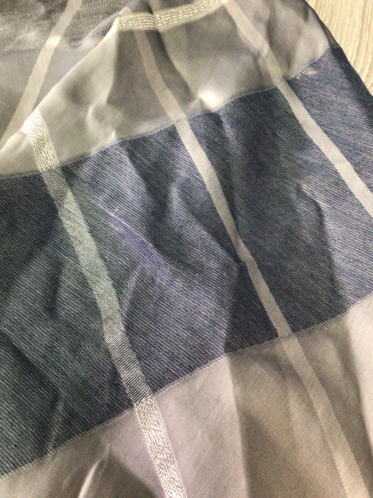 Armani Blue Square Silk Fringe Wrap