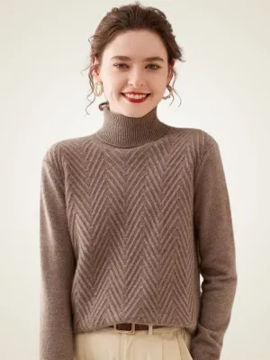 Astrid - Chevron Cashmere Turtleneck