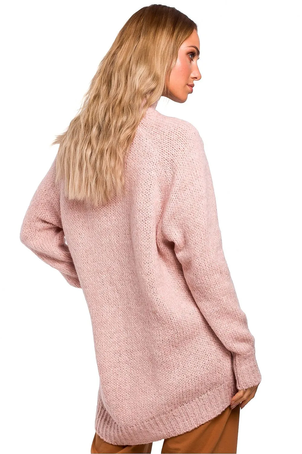 Asymmetric High-Neck Ribbed Sweater