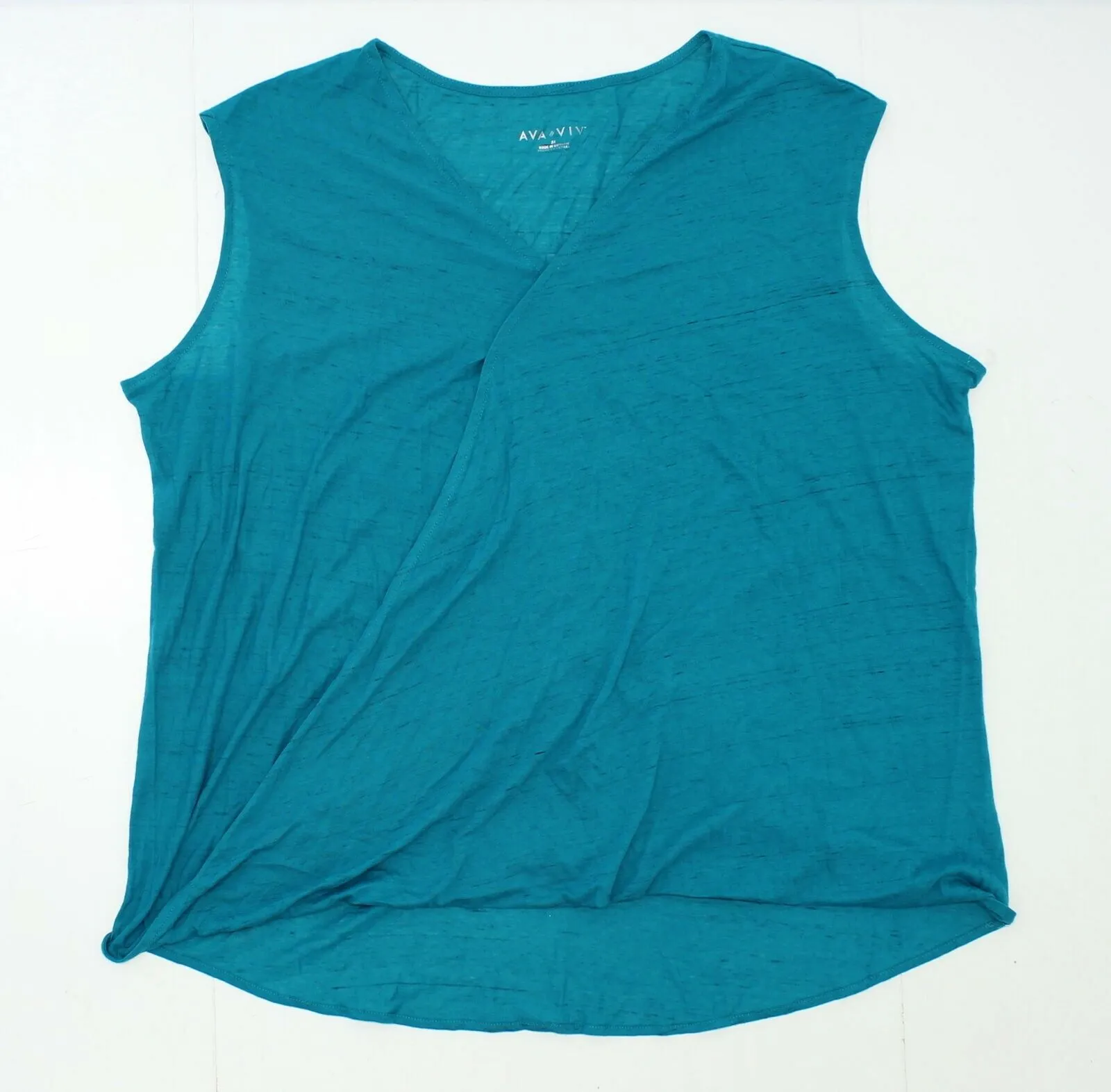 Ava & Viv Women's Plus Size Wrap Front Knit Top 2X Teal