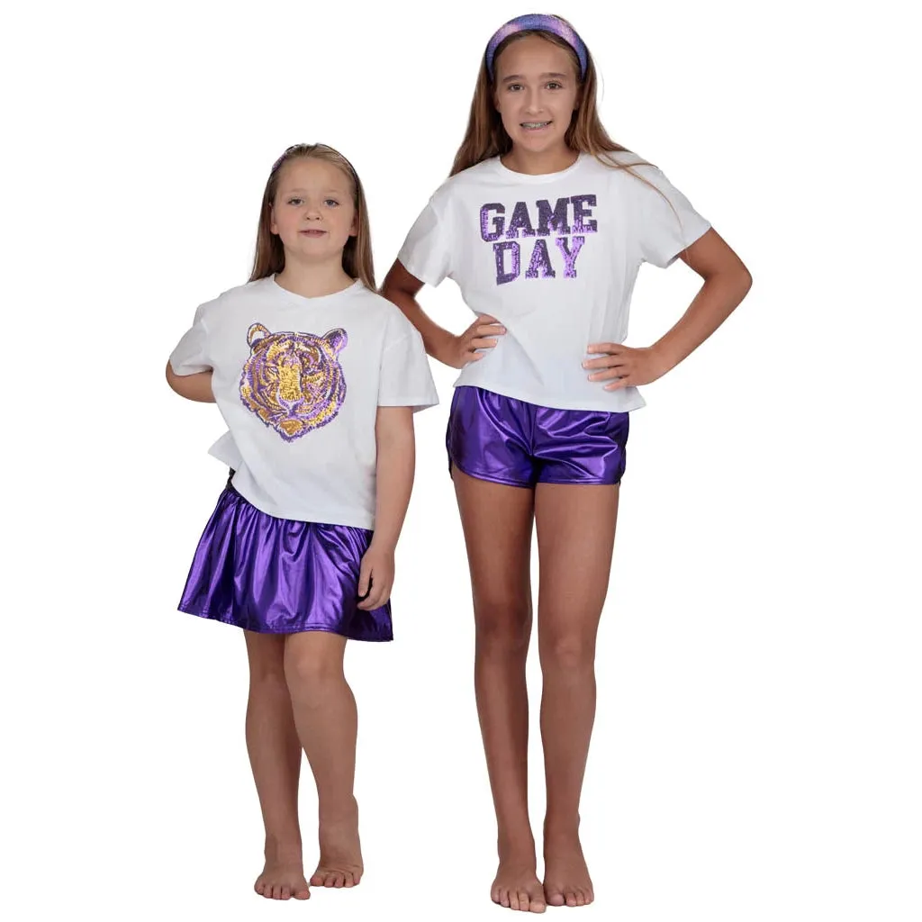 Azarhia Game Day Boxy Sequin Tee - Purple