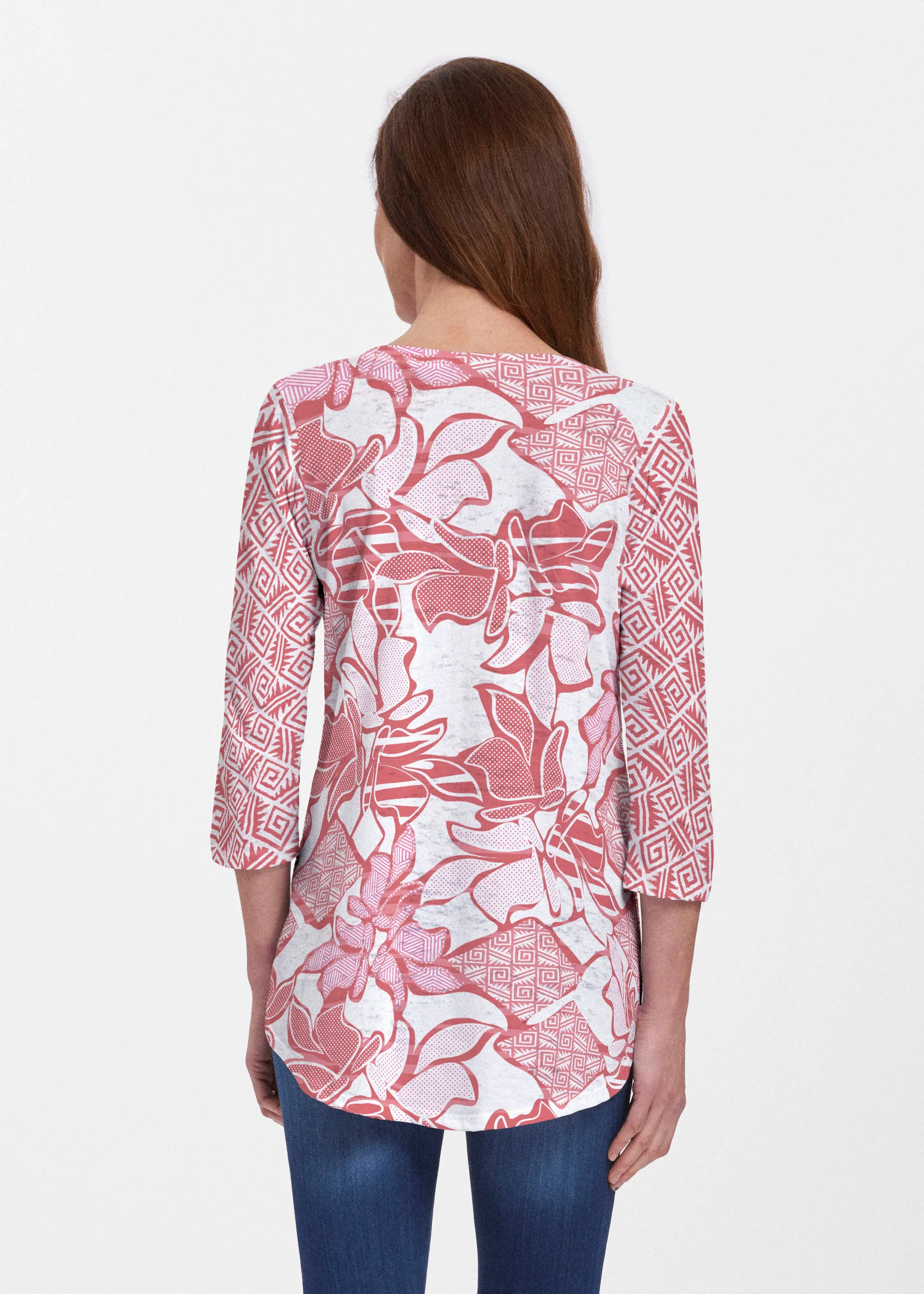 Aztek Sail Red (8117) ~ V-neck Flowy Tunic