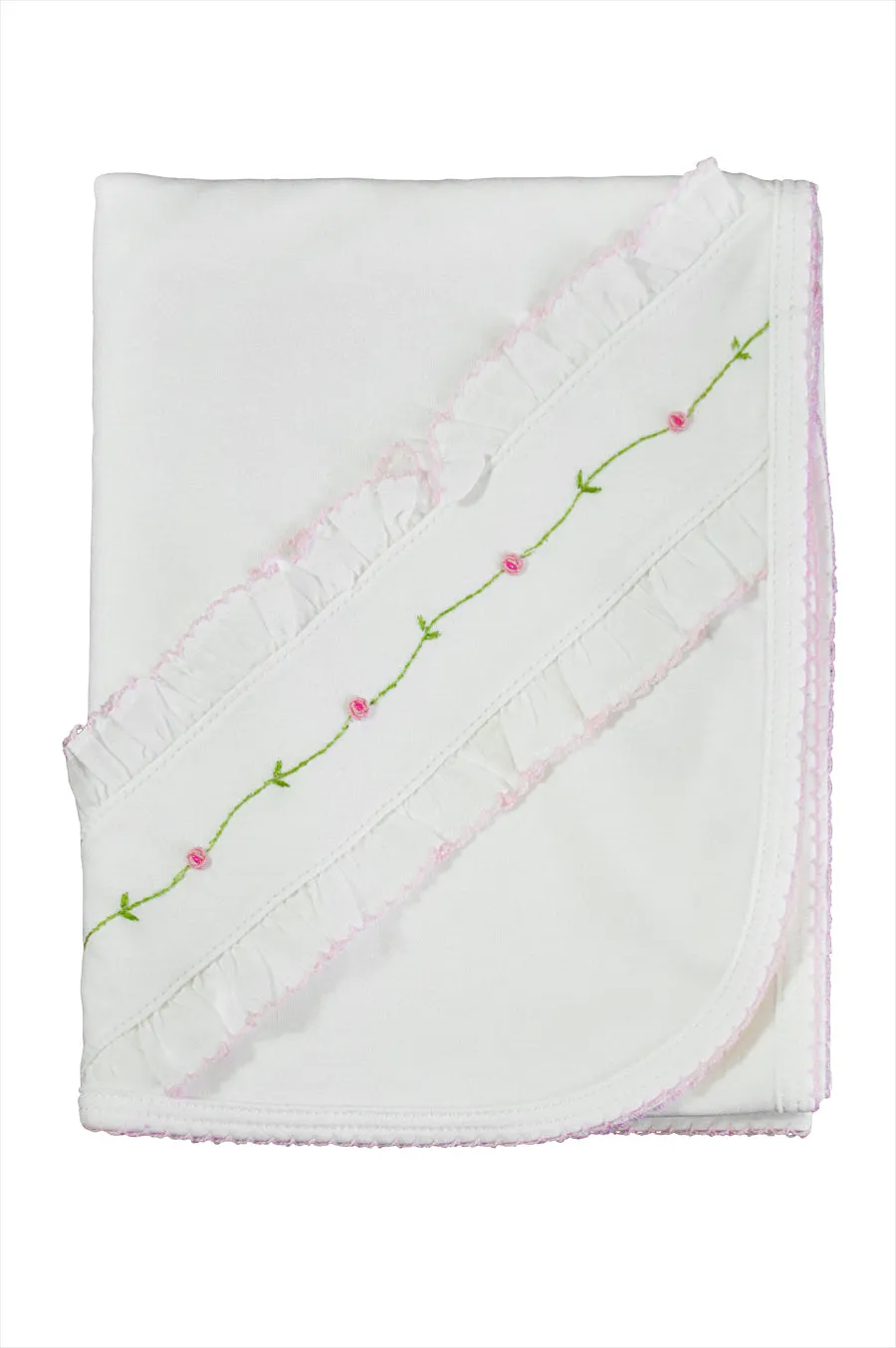 Baby Girl's White Rose Vine Blanket