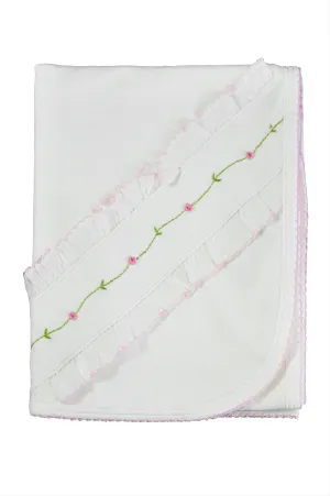 Baby Girl's White Rose Vine Blanket