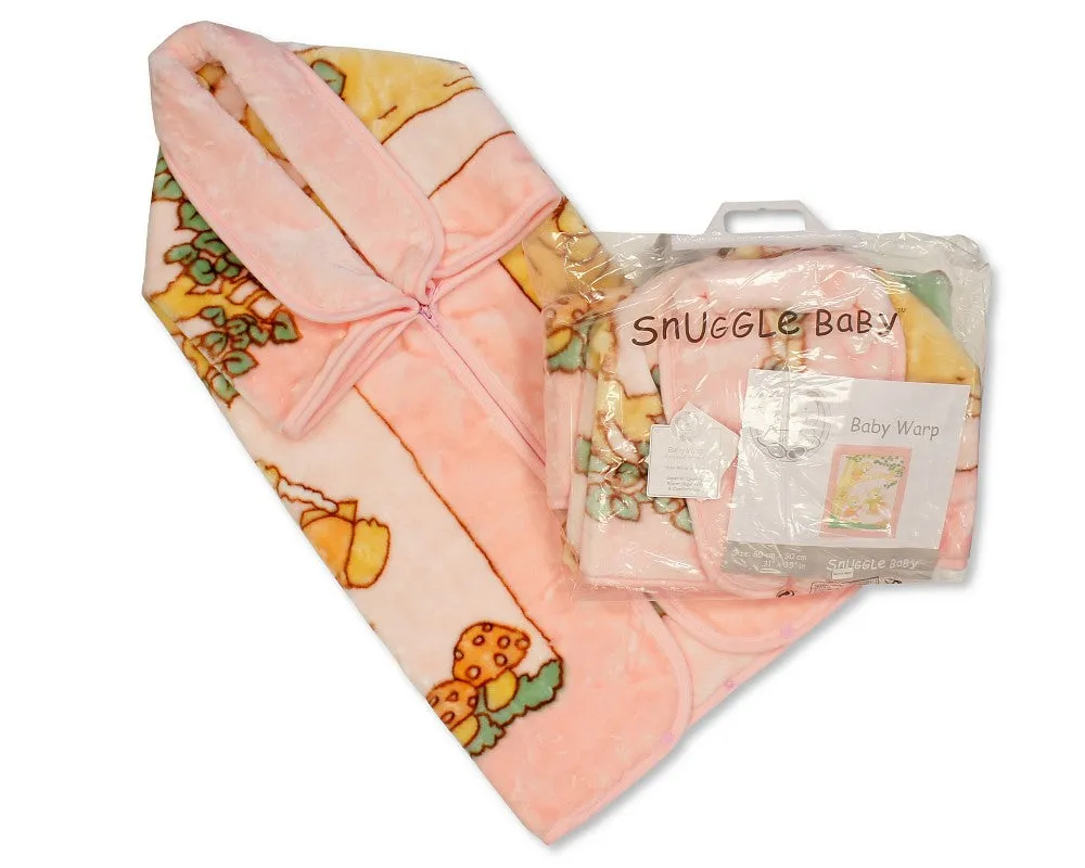 Baby Hooded Fleece Printed Wrap - Pink (PK1) (80x90cm) BW-112-860p