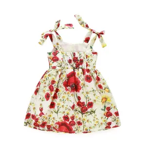 Baby Kids Girls Princess Vest Dress Floral Sleeveless Print Pattern Pleated Beach Dresses 1-7Y NW