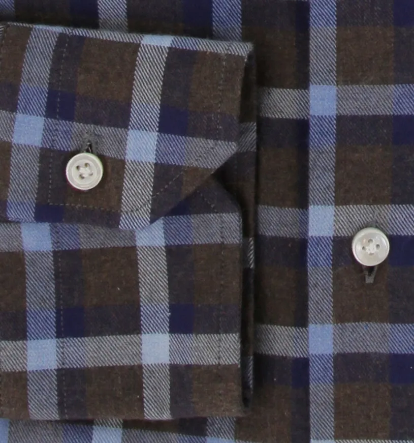 Barba Napoli Dark Brown Shirt - Slim