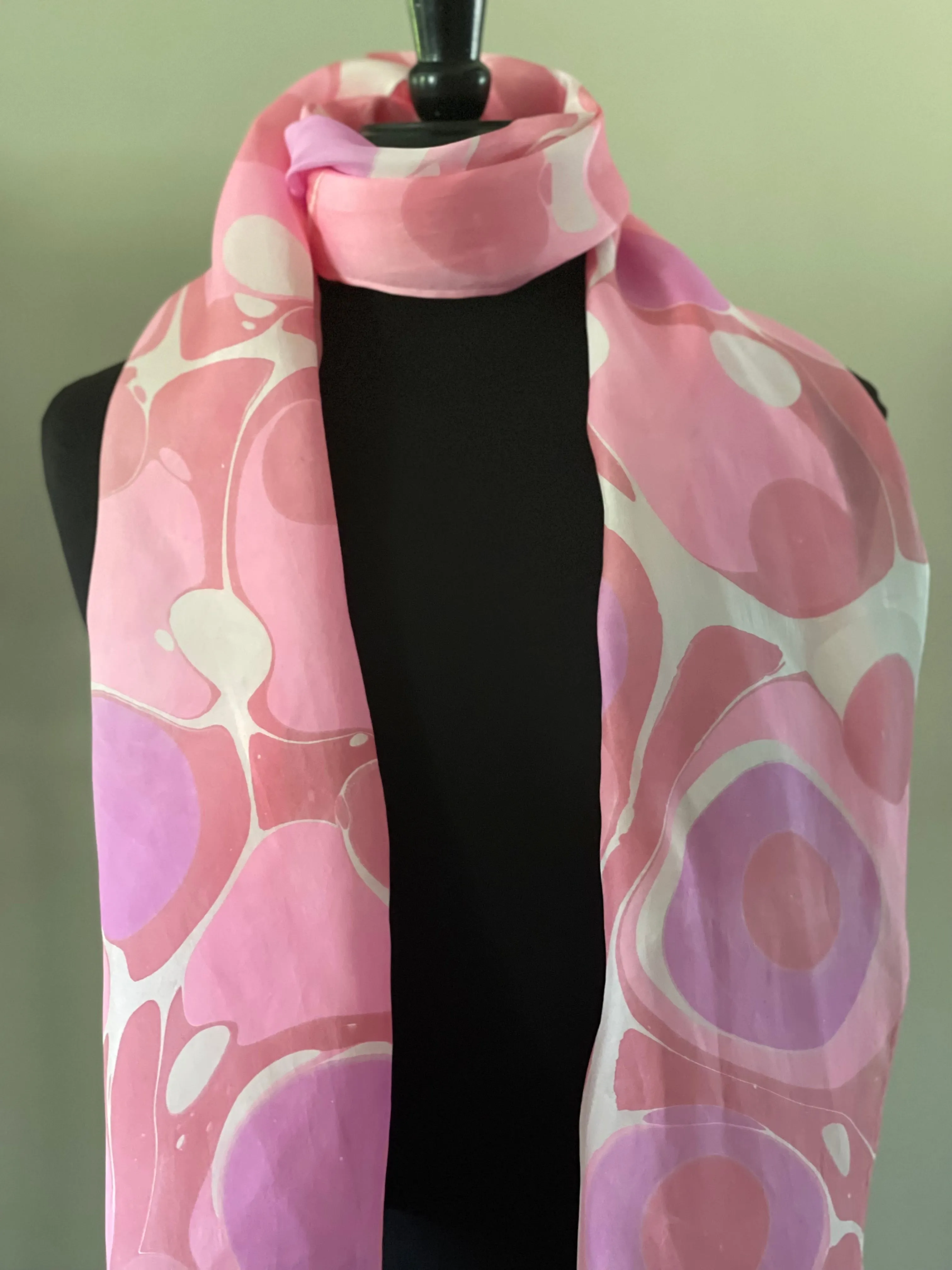 Barbie Pink Polka dots  Habotai Silk 14x72