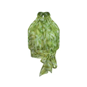 Bardot Top Silk Chiffon - Green Abstract