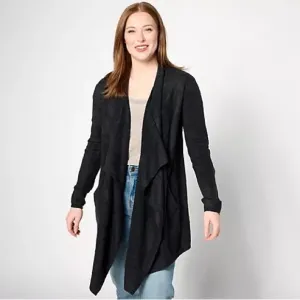 Barefoot Dreams CozyChic Lite Island Wrap Cardigan in Black - Small / Medium