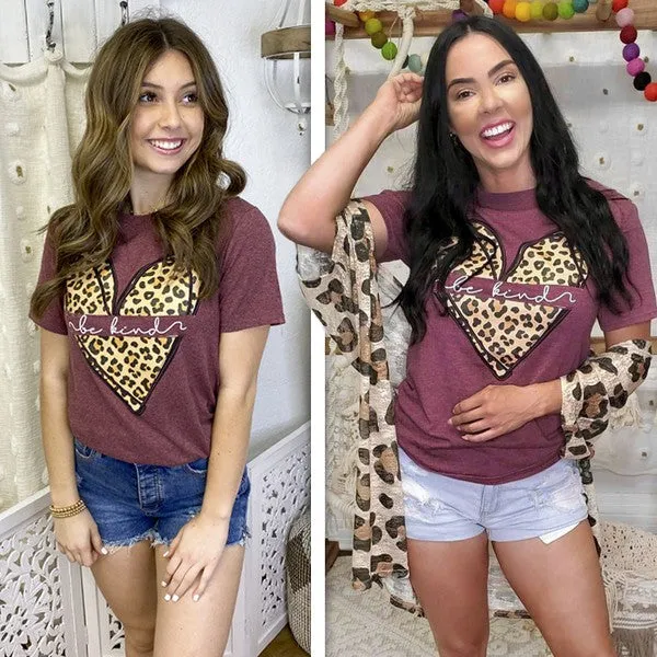 Be Kind Leopard Heart T-Shirt