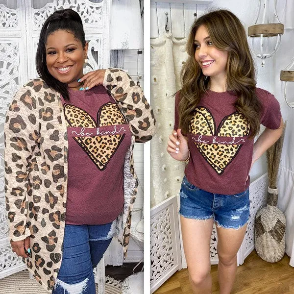 Be Kind Leopard Heart T-Shirt