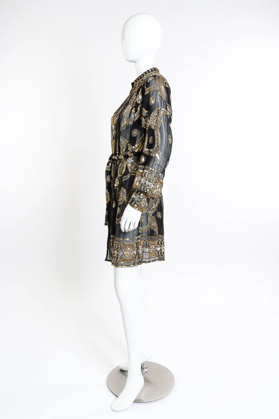 Beaded Sequin Silk Duster
