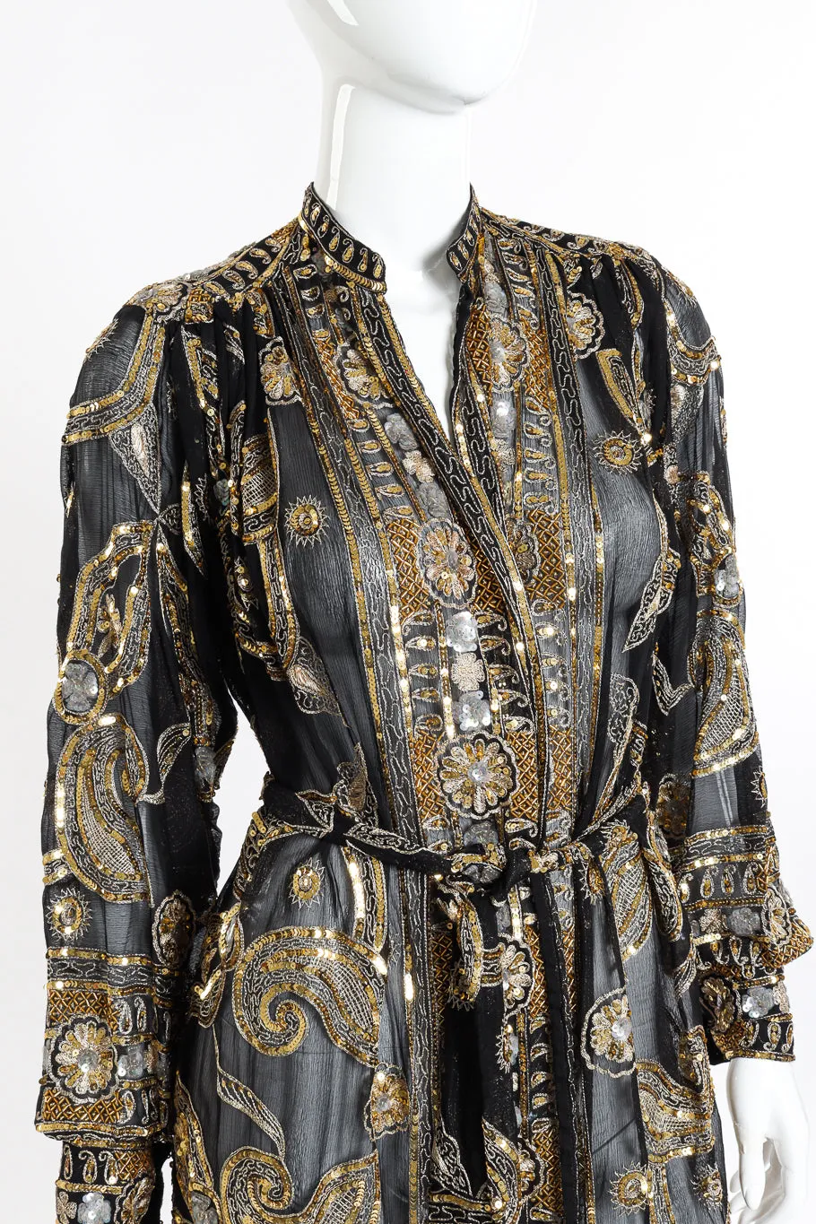 Beaded Sequin Silk Duster