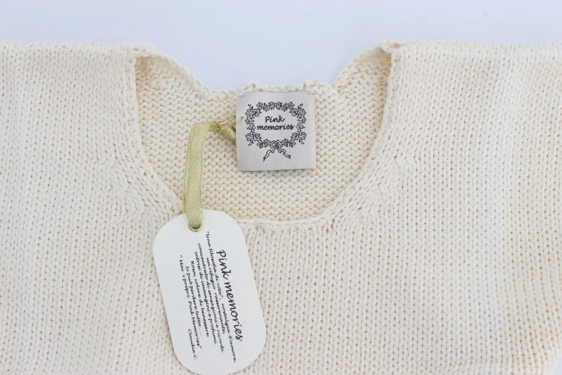 Beige Cotton Blend Knitted Sleeveless Sweater