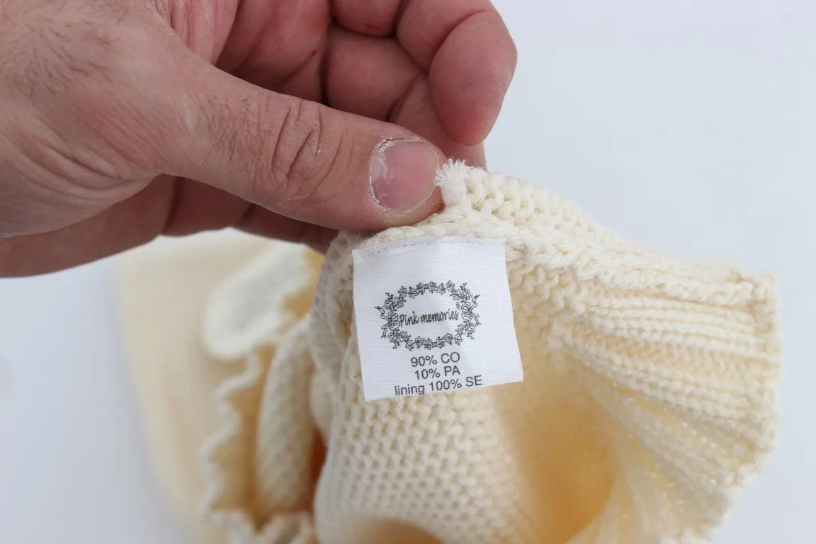 Beige Cotton Blend Knitted Sleeveless Sweater