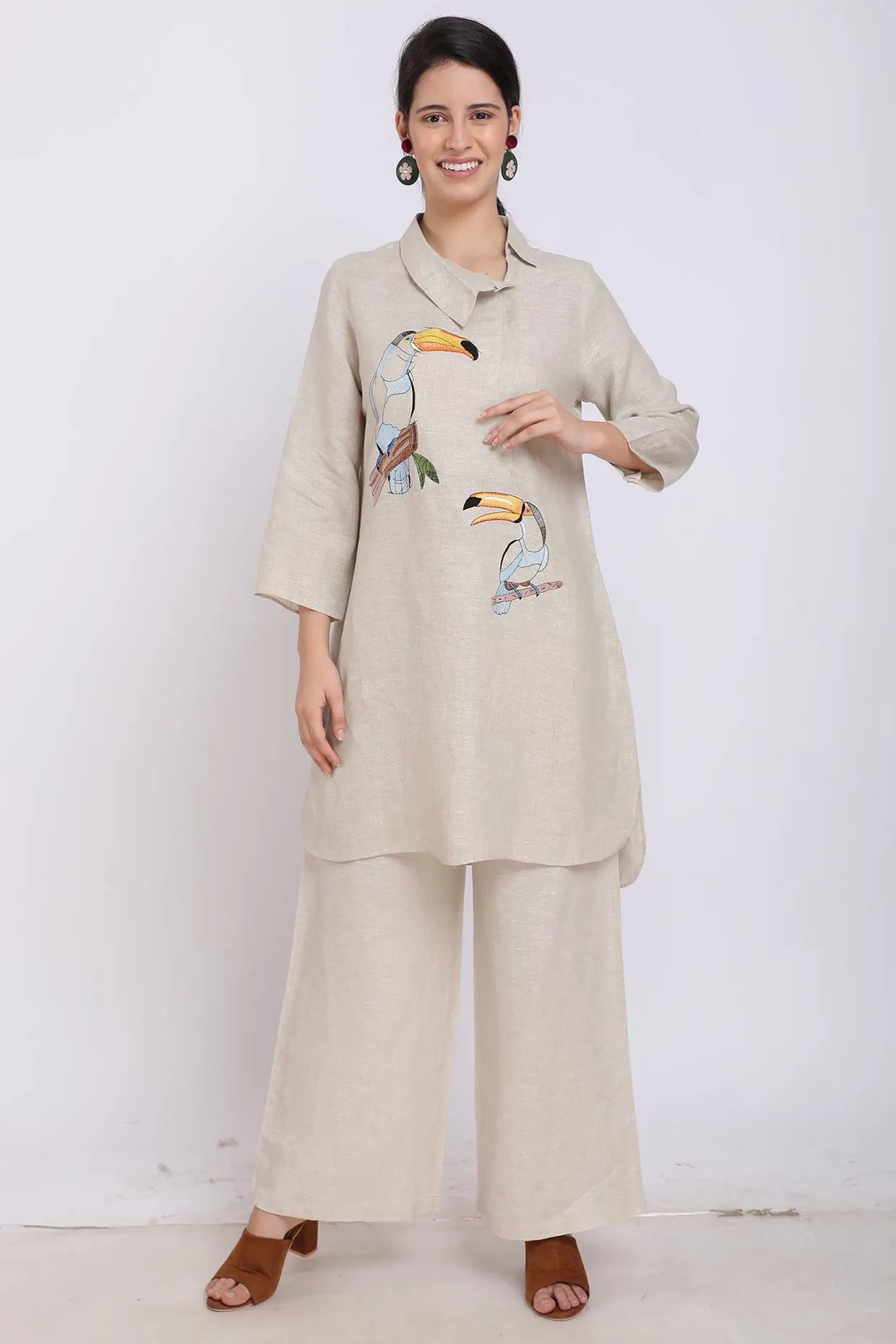 Beige Embroidered Tunic