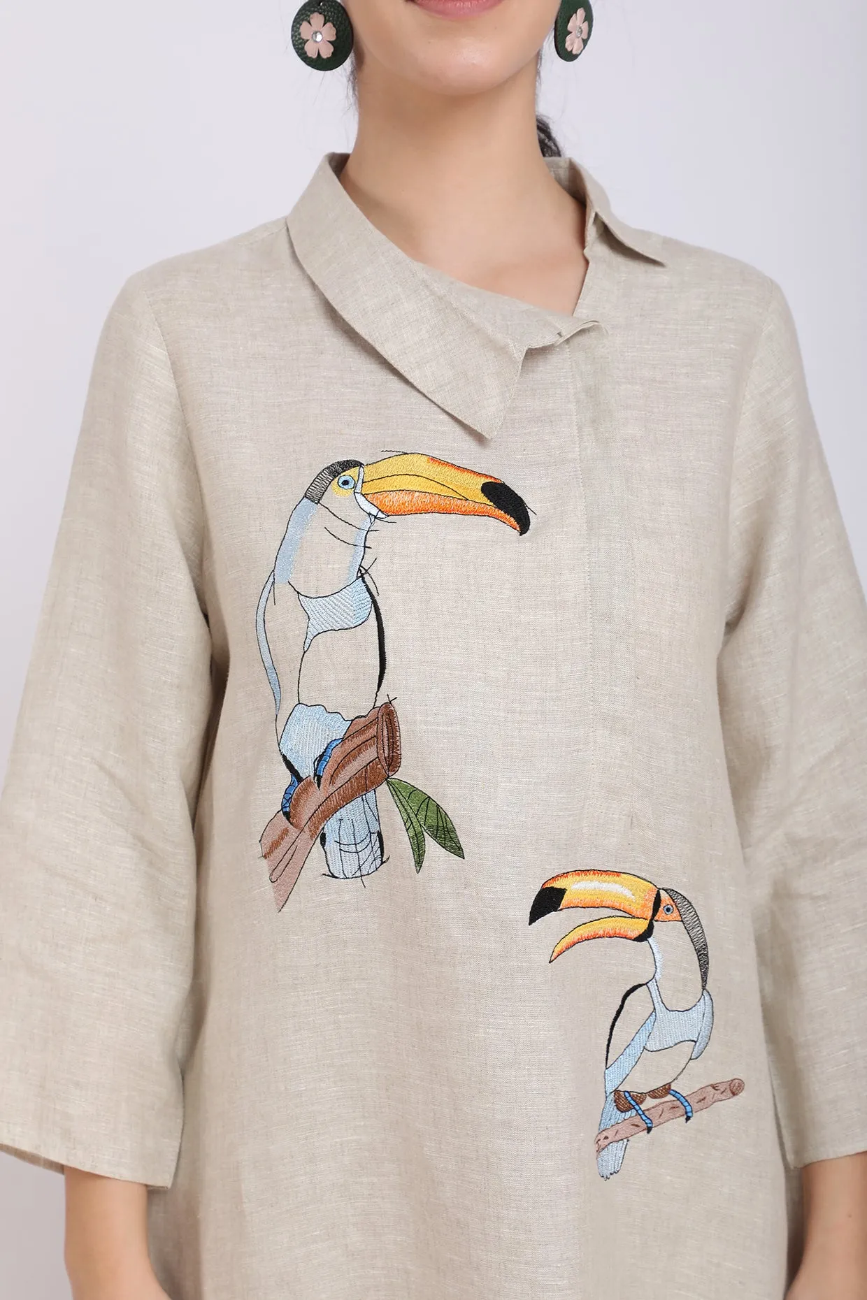 Beige Embroidered Tunic