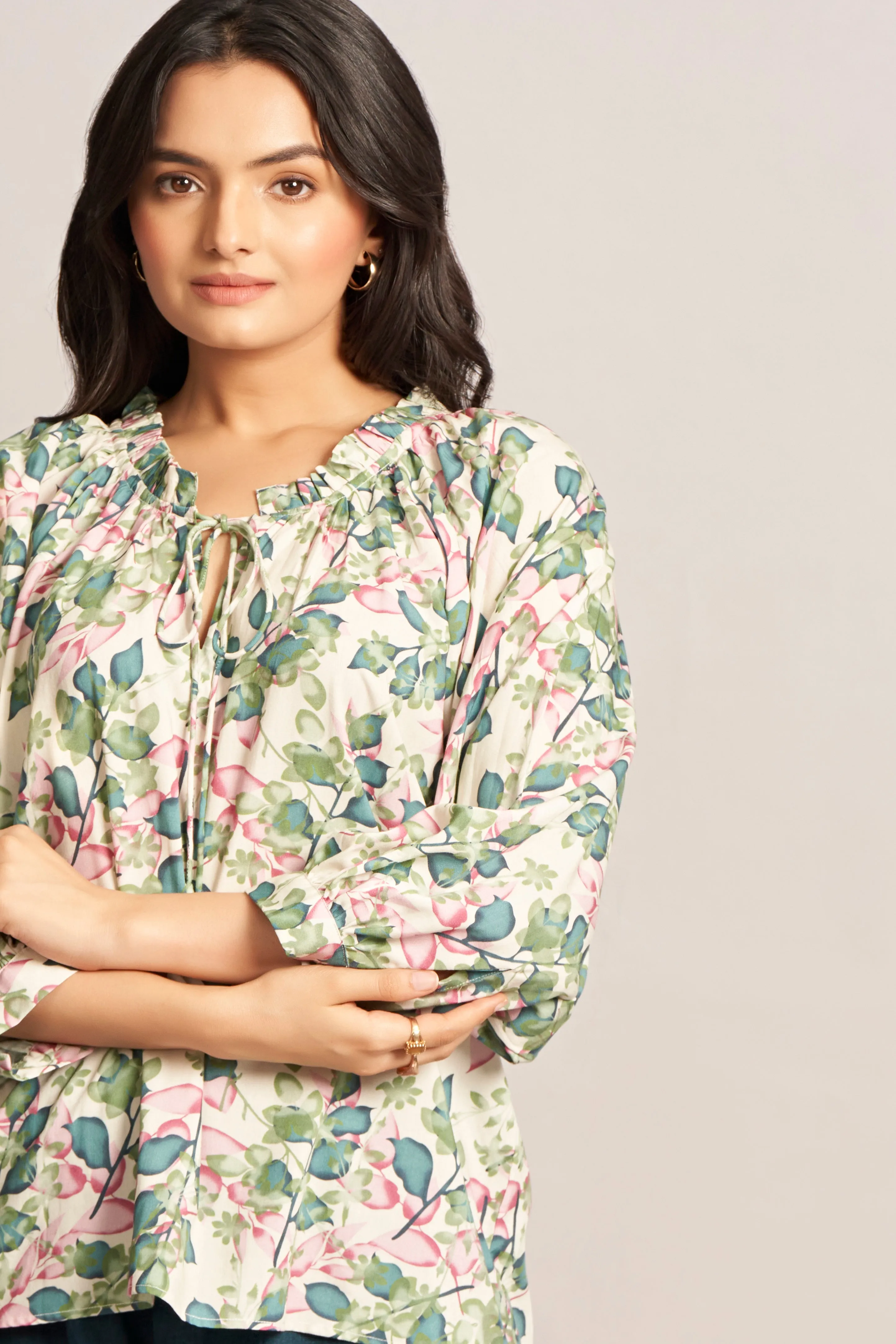 Beigh Digital Printed Natura Viscose Top
