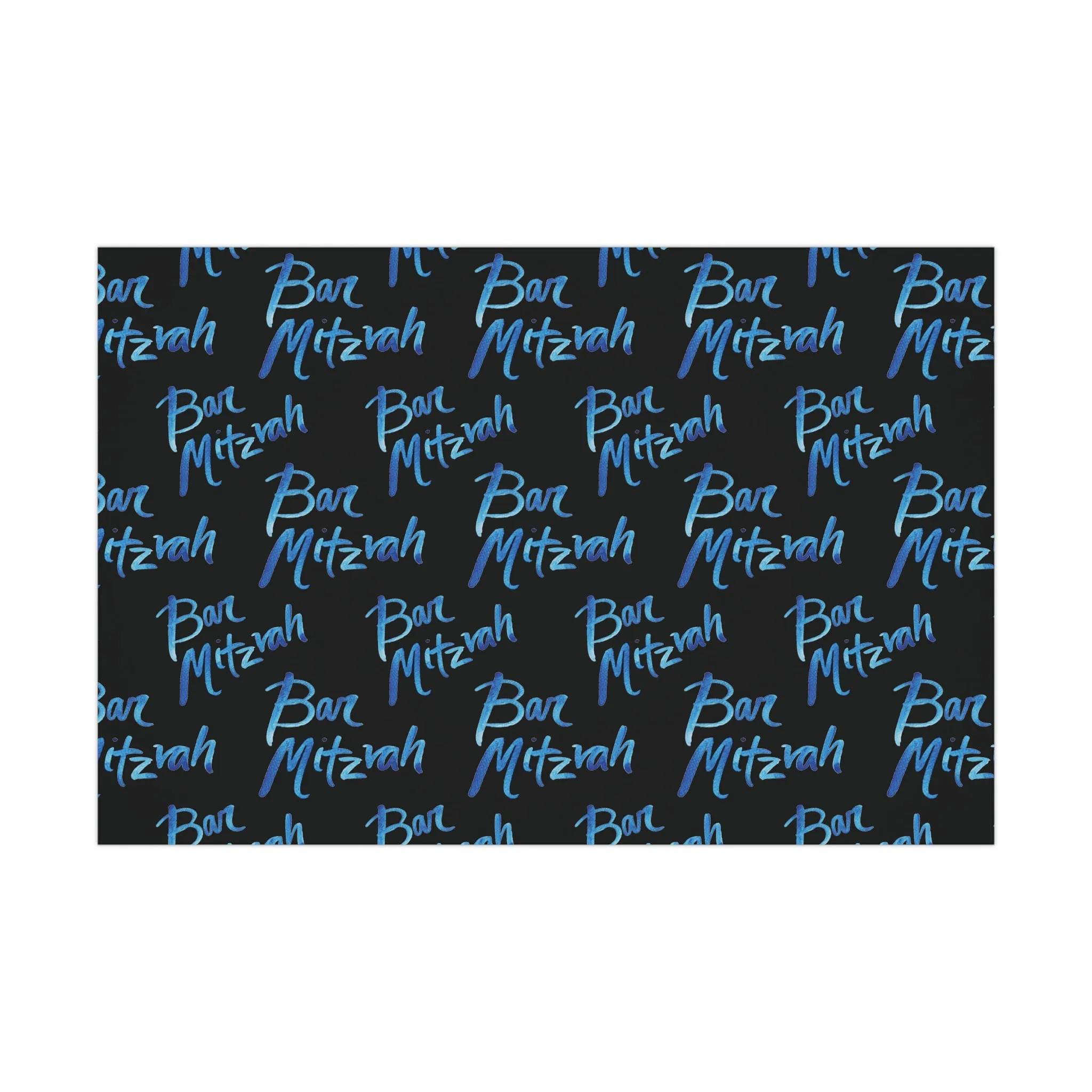 Ben Bright Blue Bar Mitzvah on Black Gift Wrap Papers