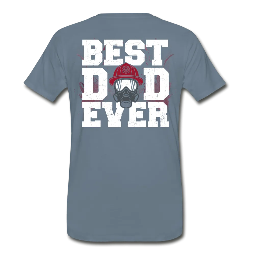 Best Firefighter Dad Ever Men's Premium T-Shirt (CK1918) Front and Back