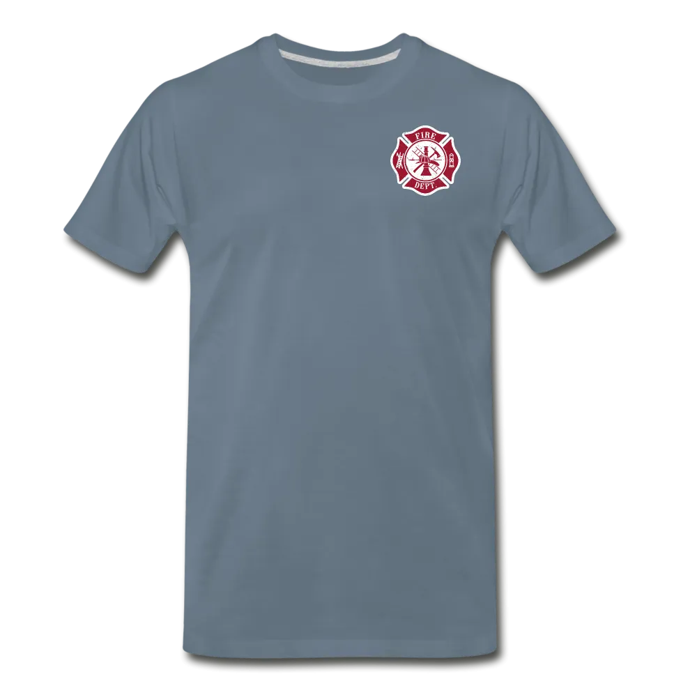 Best Firefighter Dad Ever Men's Premium T-Shirt (CK1918) Front and Back