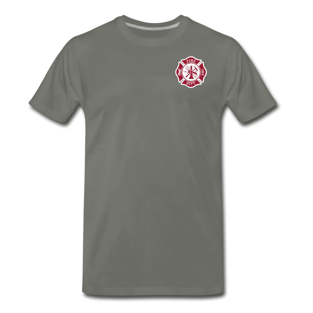 Best Firefighter Dad Ever Men's Premium T-Shirt (CK1918) Front and Back