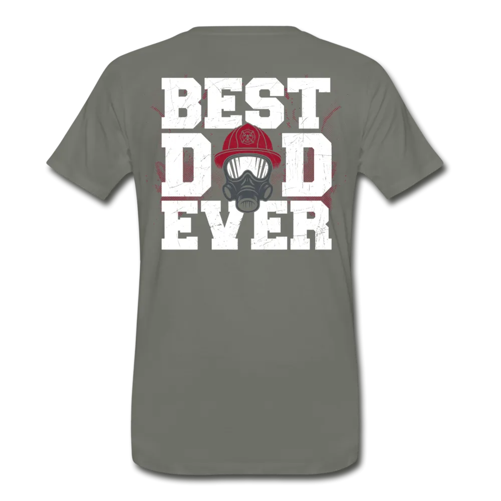 Best Firefighter Dad Ever Men's Premium T-Shirt (CK1918) Front and Back