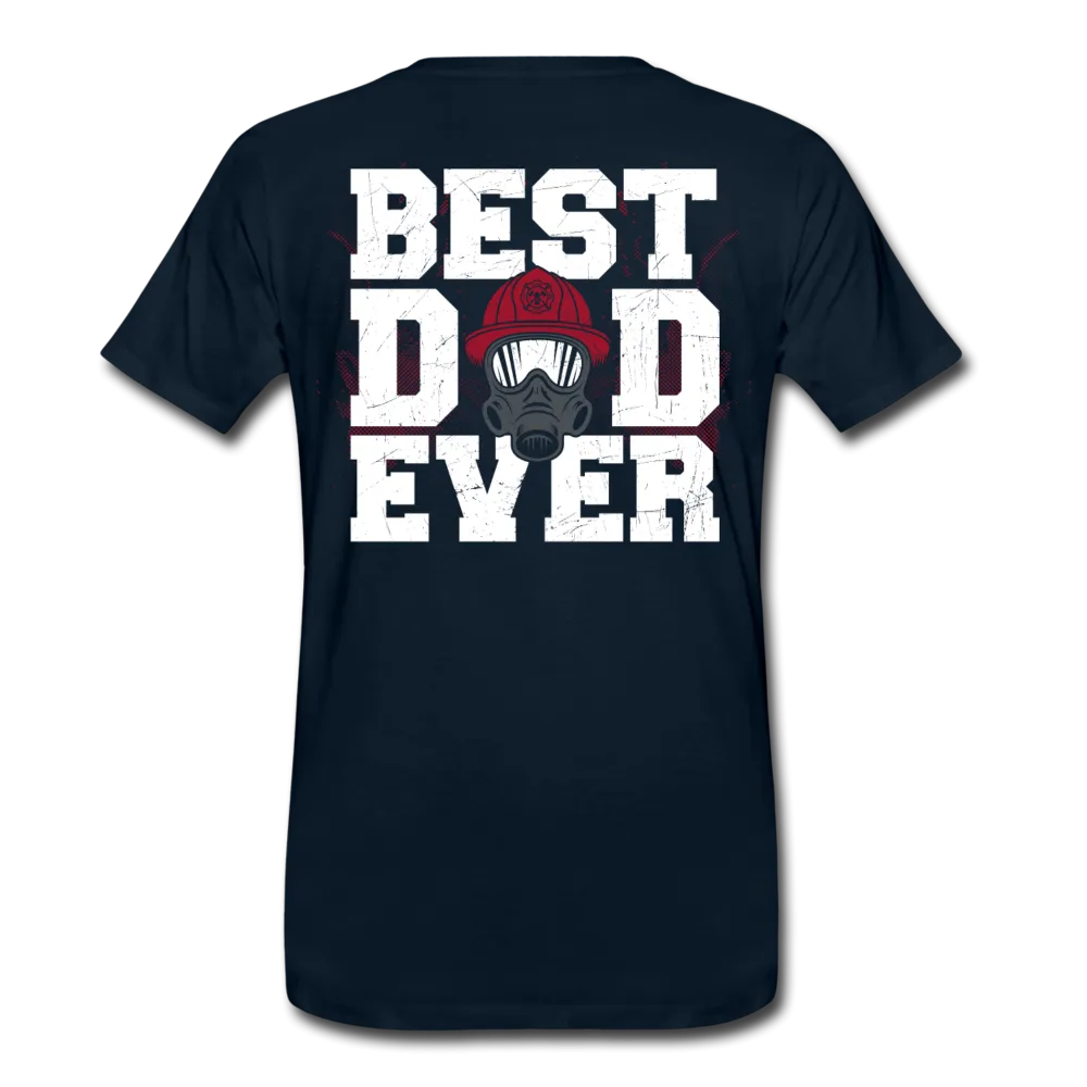 Best Firefighter Dad Ever Men's Premium T-Shirt (CK1918) Front and Back