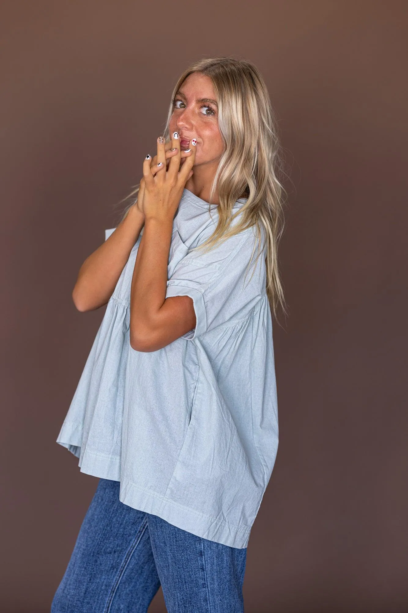 Betsy Peplum Top in Sage