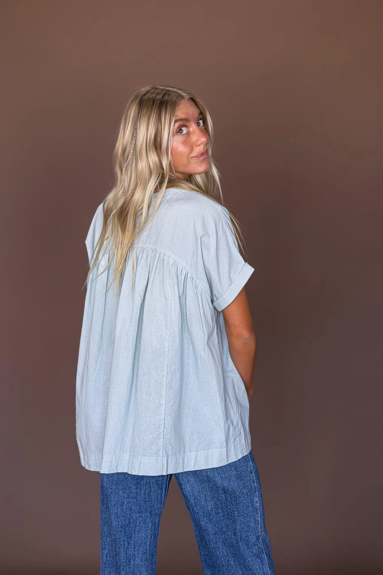 Betsy Peplum Top in Sage