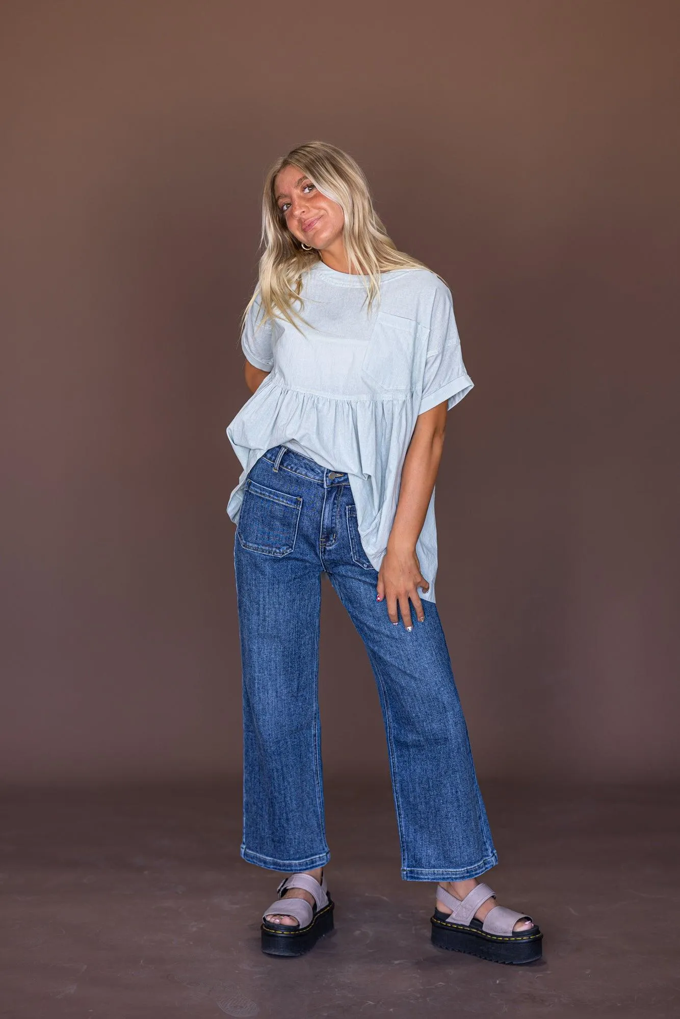 Betsy Peplum Top in Sage