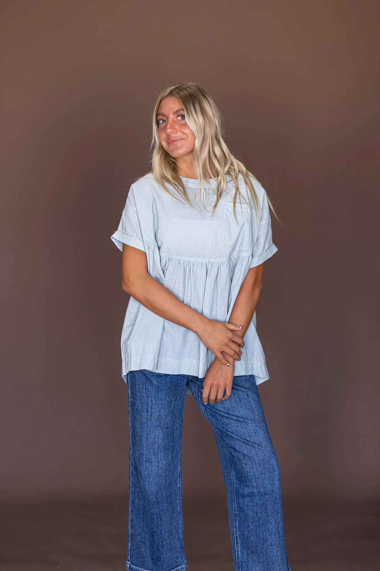 Betsy Peplum Top in Sage