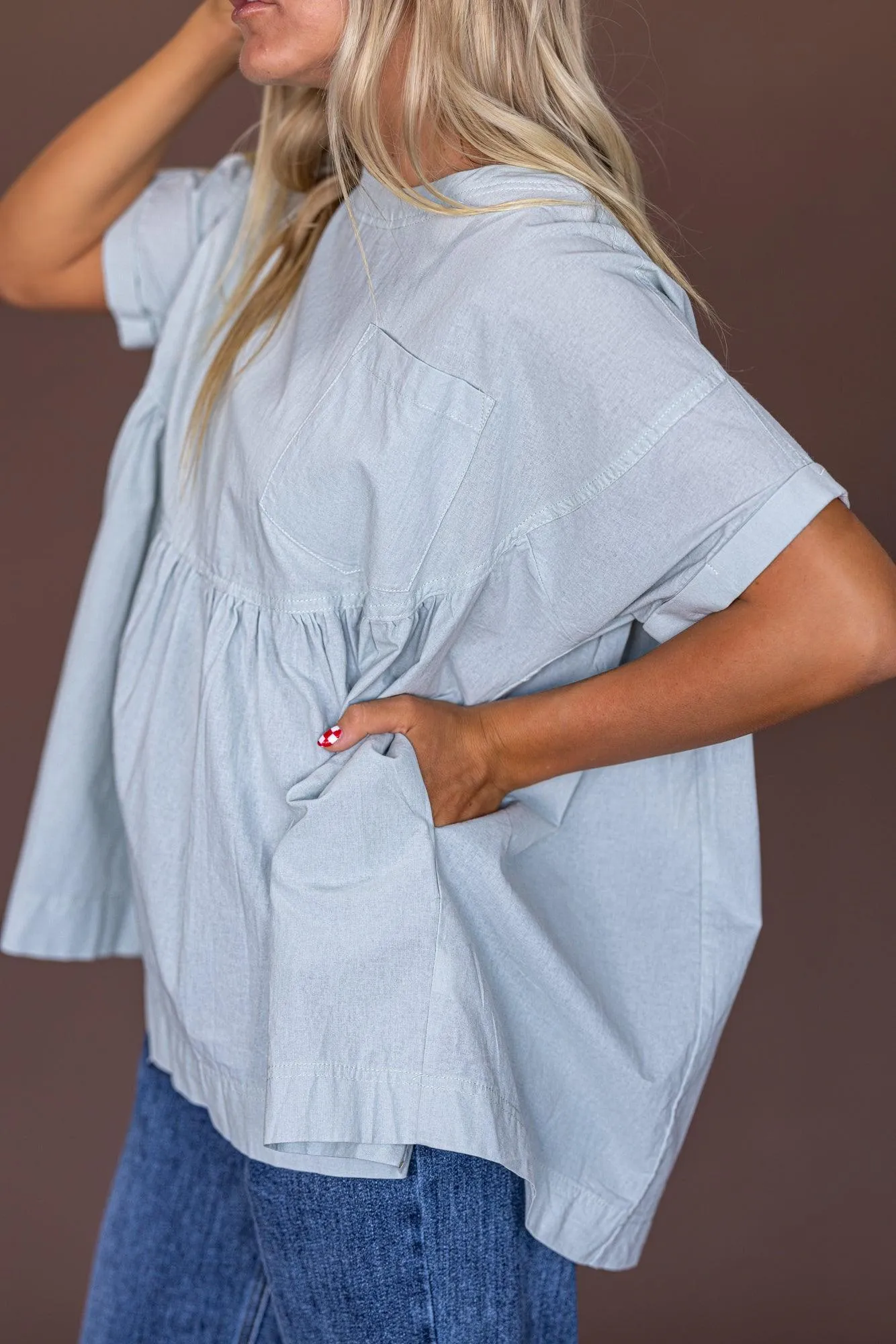Betsy Peplum Top in Sage