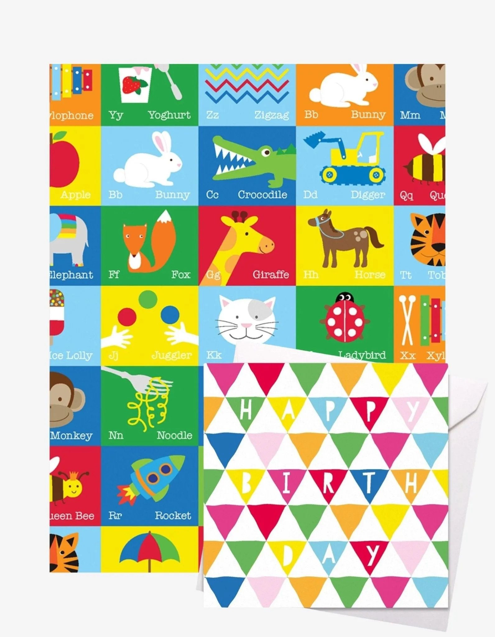 Birthday Alphabet Gift Wrap   Personalised Card Bundle