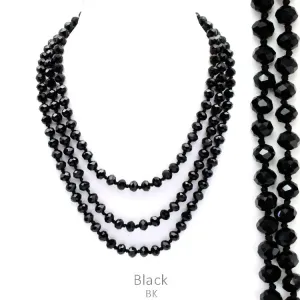 *Black Crystal Long 60” Layering Necklace