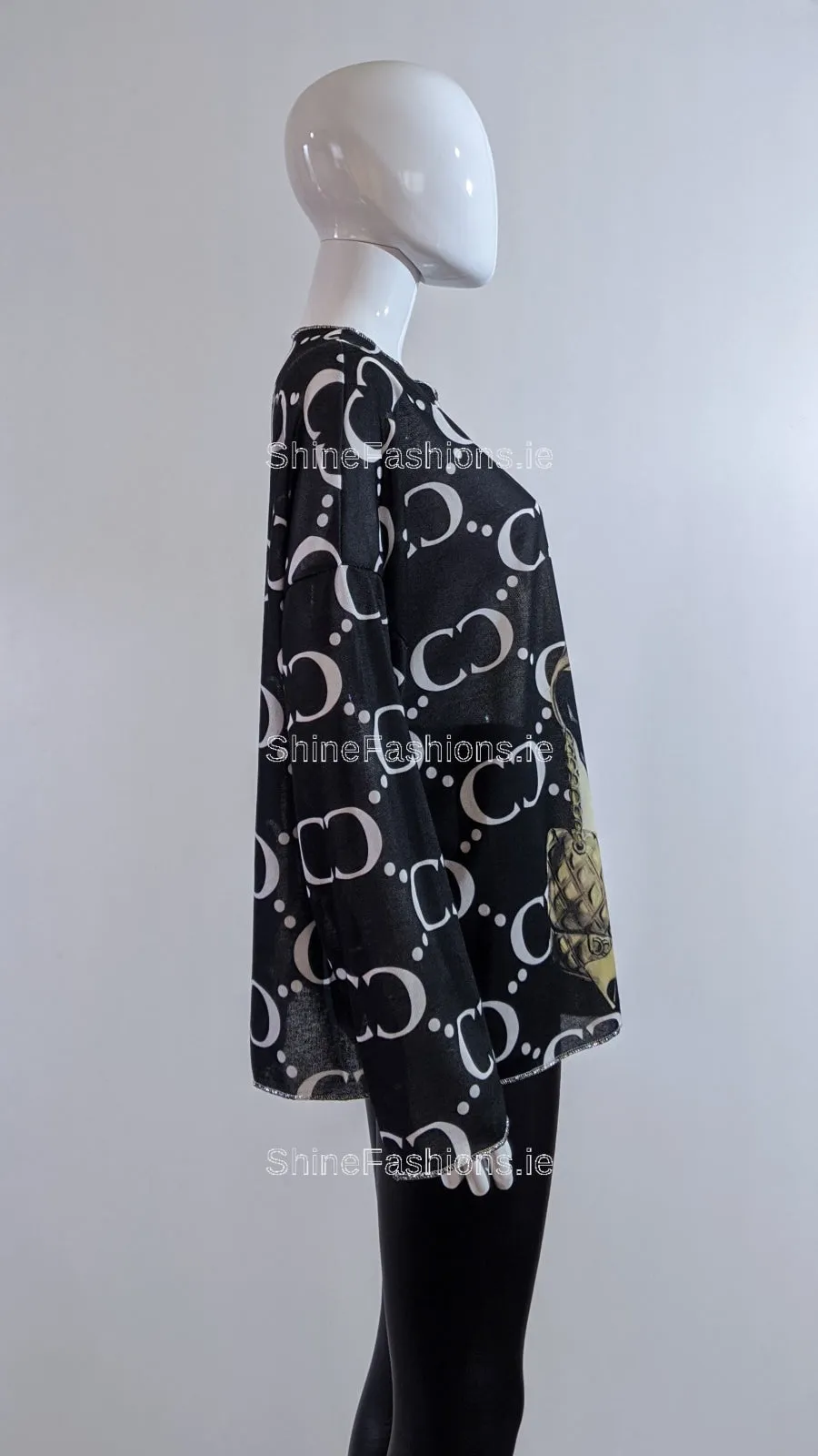 Black Letter Printed Tunic Top
