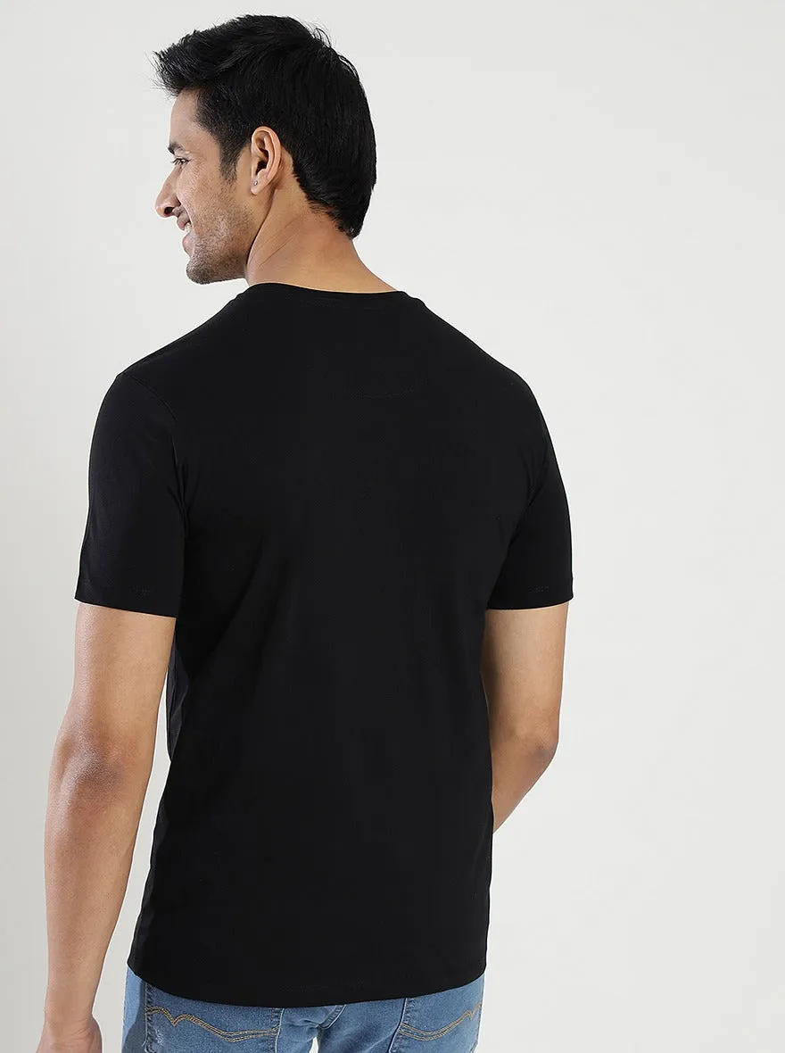 Black Printed Slim Fit T-Shirt | Greenfibre