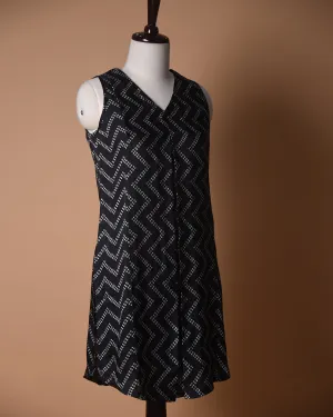 Black Ready-To-Wear Satin Silk Sleevless Tunic