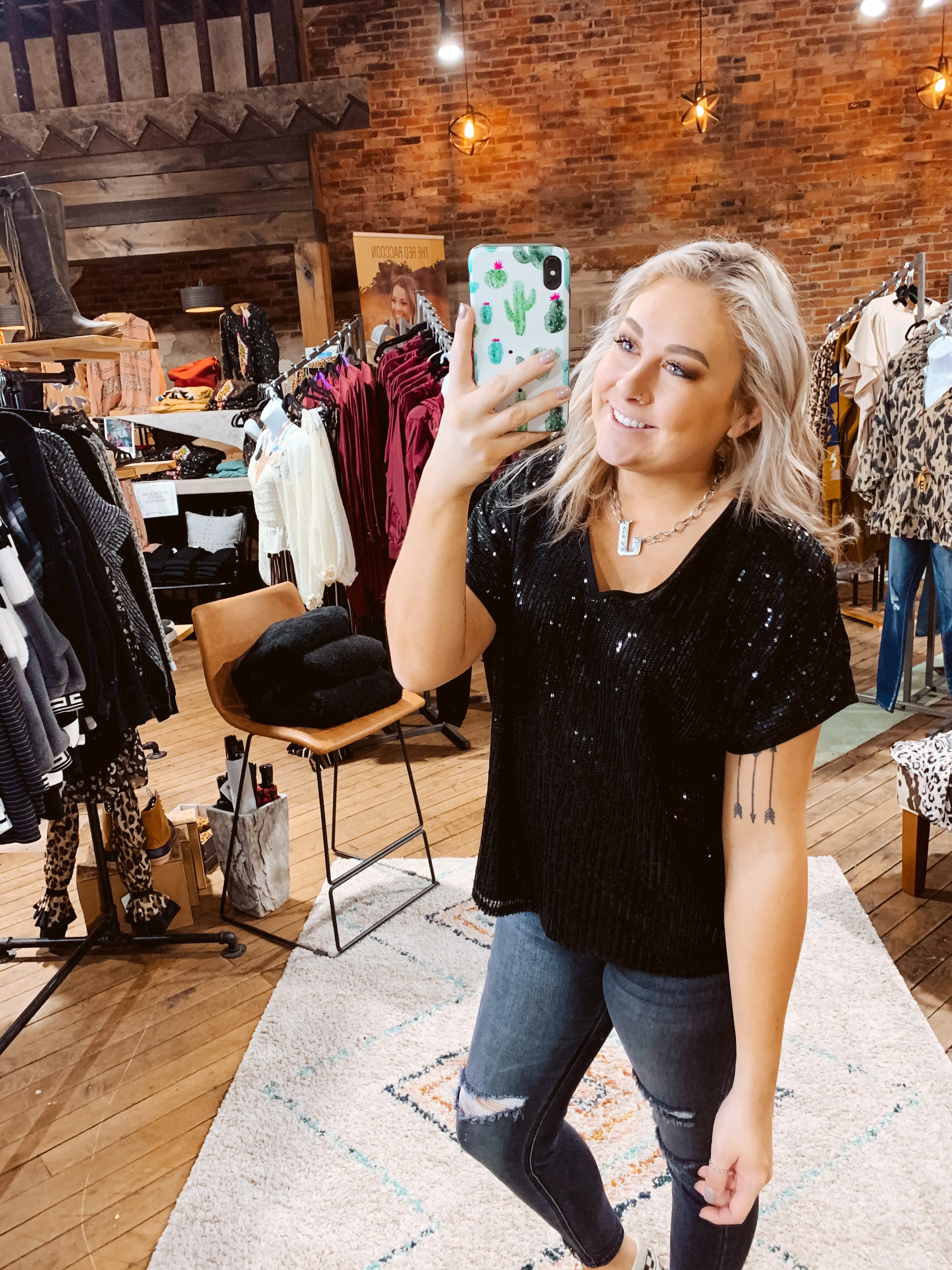 Black Sequin S/S Dolman
