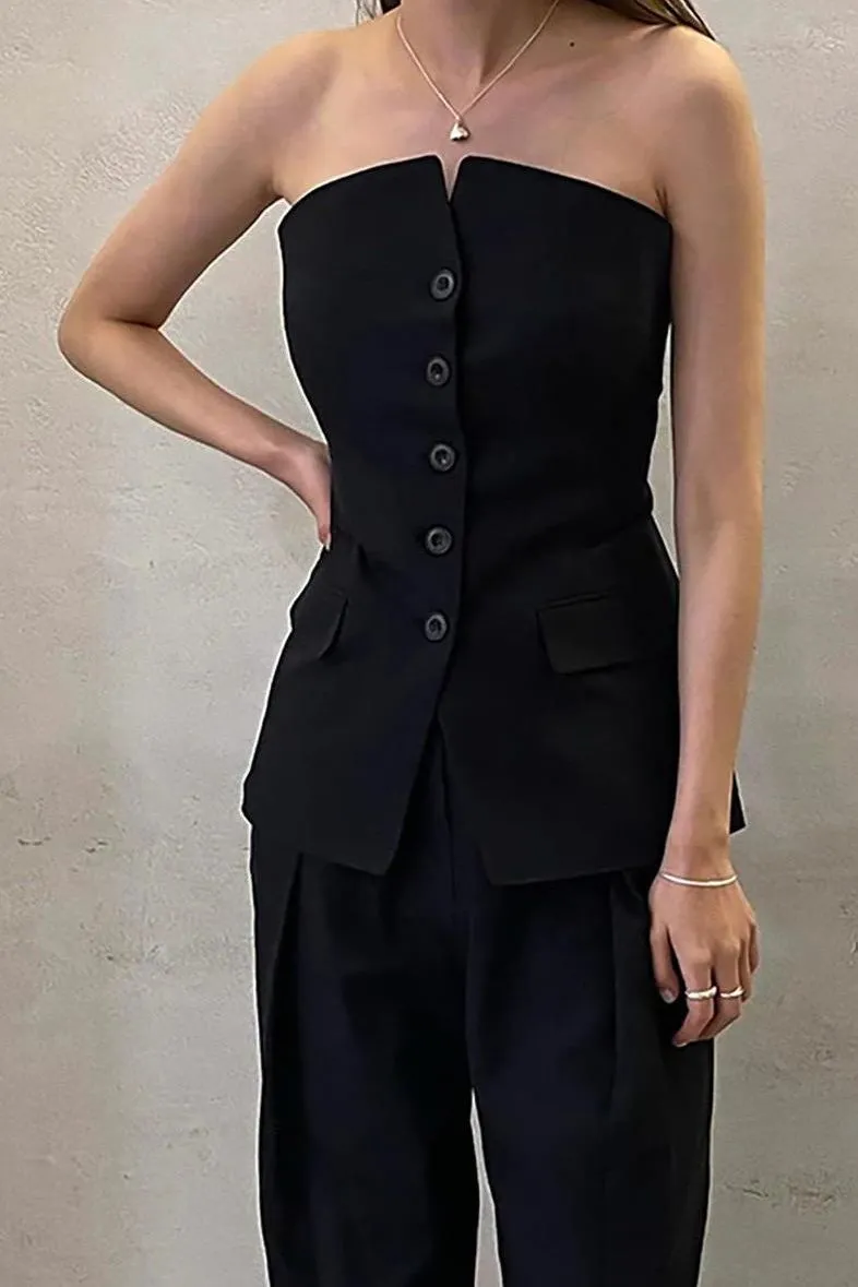 Black Sleeveless Long Vest for Effortless Style