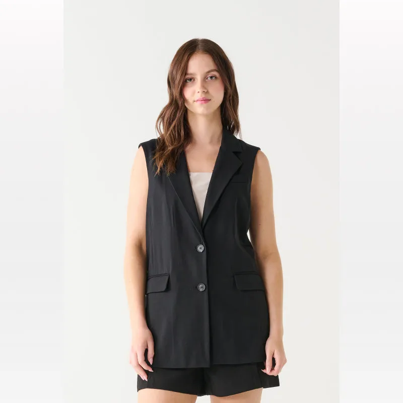Black Tape Long Sleeveless Blazer