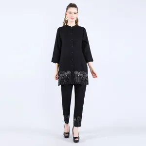 Black Tunic Set with Tublight Embroidery Work