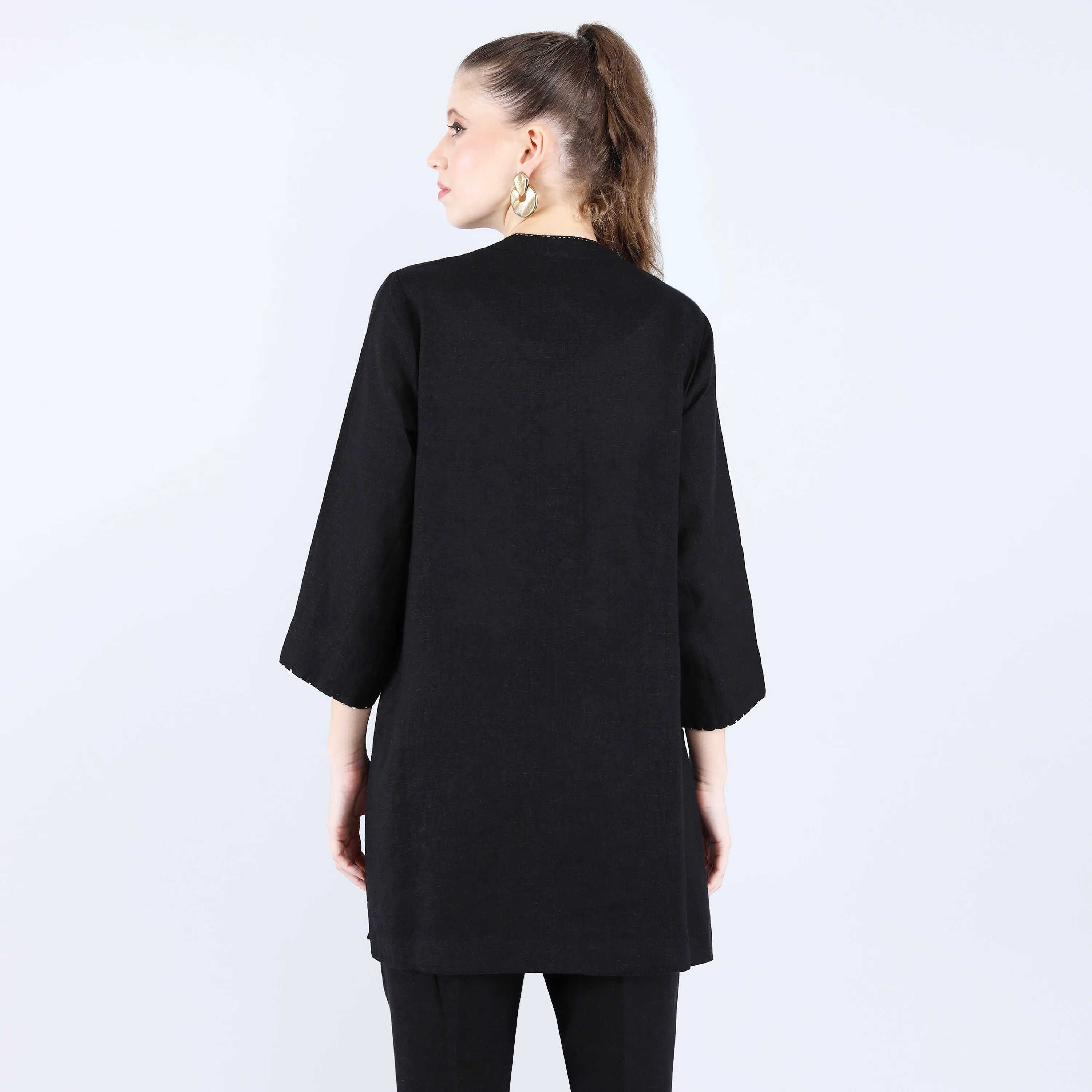 Black Tunic Set with Tublight Embroidery Work