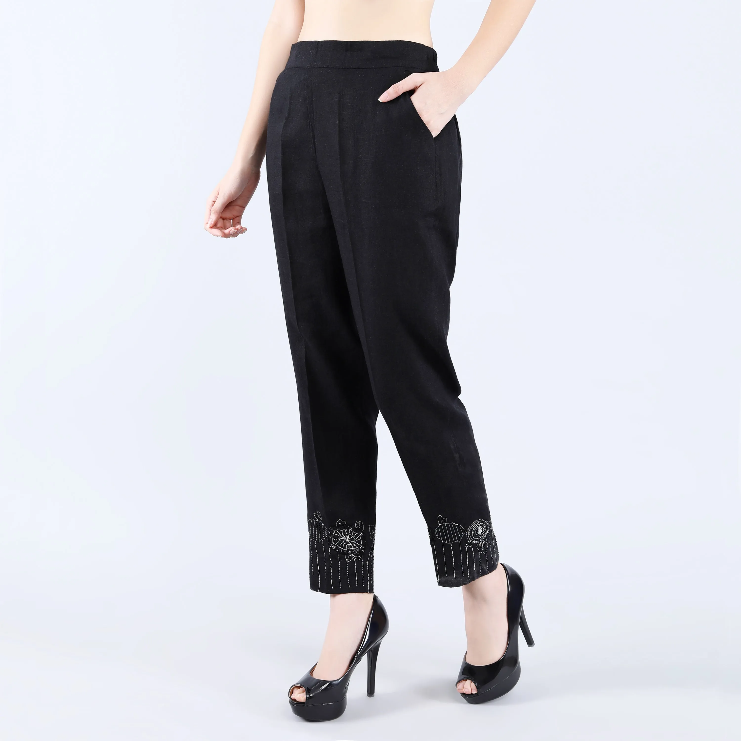 Black Tunic Set with Tublight Embroidery Work