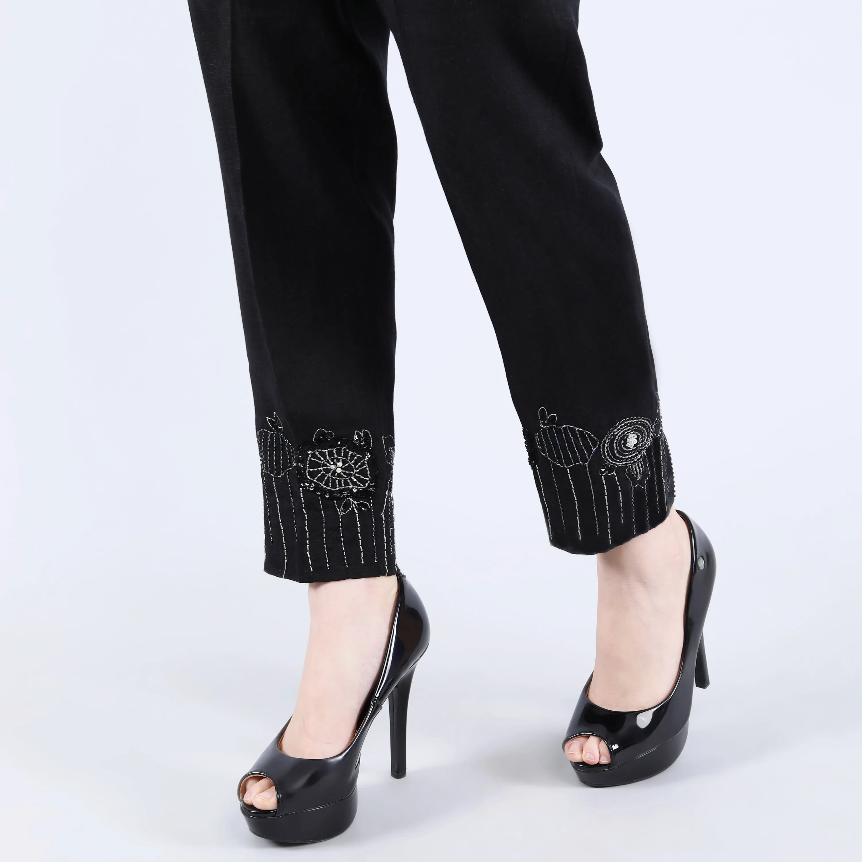 Black Tunic Set with Tublight Embroidery Work