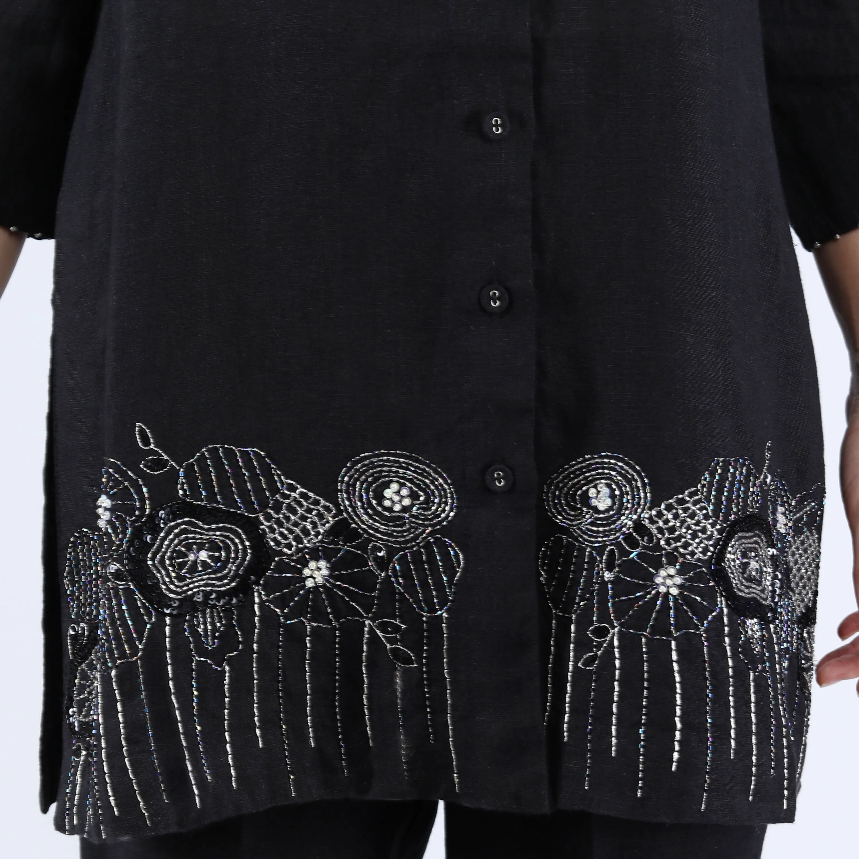 Black Tunic Set with Tublight Embroidery Work