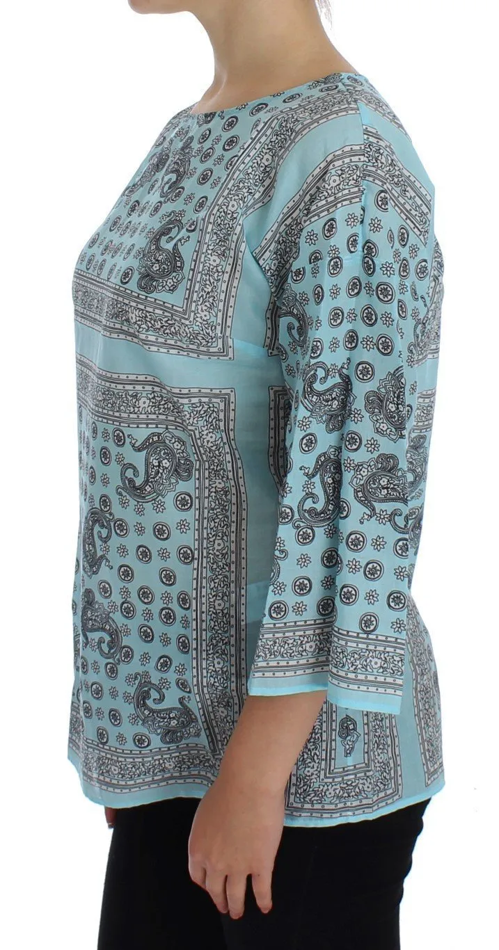 Blue 3/4 Sleeve Blouse Tunic