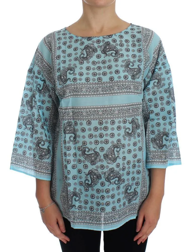 Blue 3/4 Sleeve Blouse Tunic