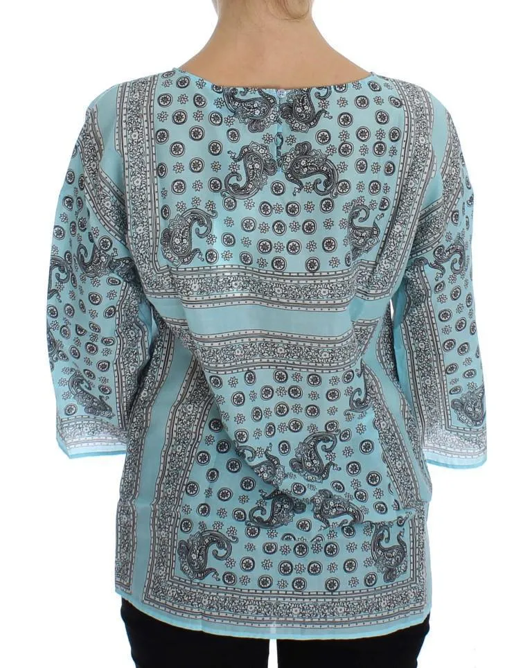Blue 3/4 Sleeve Blouse Tunic
